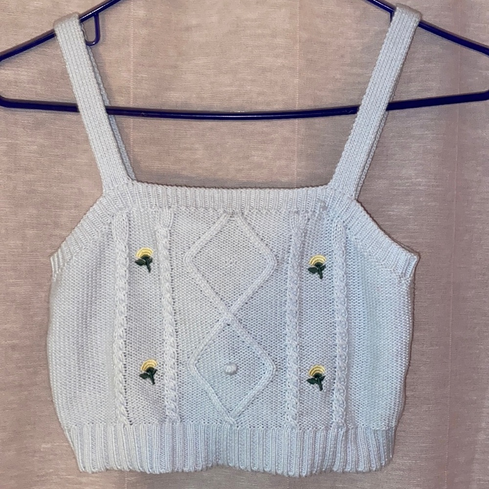 Baby Blue Cropped Knit Tank